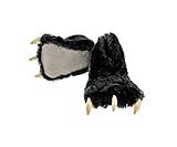 Lazy One Animal Paw Slippers for Kids and Adults, Fun Costume for Kids, Cozy Furry Slippers, Bear, Monster, Panther (Black, Large)