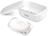 PEISAINOX Travel Soap Case, Leakproof Soap Container with Lid, Portable Bar Soap Holder for Traveling, Soap Dishe for Bathroom, Shower, Gym, School, Camping, Vacation, Outdoor (White)