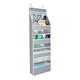 Univivi Door Hanging Organizer Nursery Closet Cabinet Baby Storage with 4 Large Pockets and 3 Small PVC Pockets for Cosmetics, Toys and Sundries (Grey)