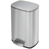 PayLessHere 13 Gallon (50L) in Home Recycling Bin Kitchen Stainless Steel Recycling Bin with Lid Removable Inner Bucket Foot Pedal Soft Close for Office Home Kitchen Garbage Can Trash Bin