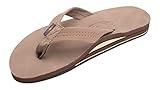 Rainbow Sandals Women's Double Layer Premier Leather Sandals w/Arch Support, Dark Brown, Ladies Large / 7.5-8.5 B(M) US