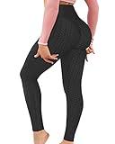 AIMILIA Butt Lifting Anti Cellulite Leggings for Women TIK Tok High Waisted Yoga Pants Workout Tummy Control Sport Tights Black