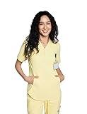 Acadia Women's Sporty Scrub Top – V-Neck, Hidden Pockets，High Stretch, Easy Care, Functional (US, Alpha, Large, Regular, Regular, Sunshine)