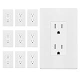 ENERLITES White Decorator Receptacle with Screwless Wall Plate, Standard Electrical Wall Outlet, 15A 125V, Self-Grounding, 2-Pole, 3-Wire, 5-15R, UL Listed, 61502-TR-WSID, 10 Pack, Tamper Resistant