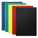 HOUYEE 50 Pack 16 Mil Binding Presentation Covers,Sand-Textured Polycovers,8-1/2" x 11" Letter Size Un-Punched Binding Covers 5 Multi Colors (Black, Yellow, Red, Green, Blue)