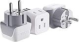 Ceptics Belgium, Finland, Spain Travel Adapter Plug - Type E/F - European - 2 In 1 - Light Weight - Perfect for Cell Phones, Chargers, Cameras and More (3 Pack)
