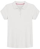 IZOD girls School Uniform Short Sleeve Interlock Polo Shirt, White, 8 10 US