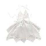 Midnight Surprise Butterfly Lace Lingerie Babydoll – White Sheer Halter Nightdress with Satin Petal Skirt – Dreamy Bridal Sleepwear for Wedding Night, Honeymoon & Romantic Evenings – Small