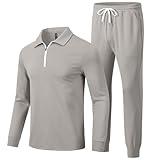 MoFiz Men's Tracksuits 2 Piece Ultra Soft Casual Sports Jogging Sweatsuit Outfits Long Sleeve Track Suits for Men Set (Light Grey,Large)