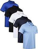 OYGSieg 5 Pack Mens Polo Shirt Short Sleeve Tactical Shirts Quick Dry Performance Golf Shirt Pique Jersey Outdoor Shirt B 2XL