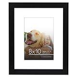 Americanflat 8x10 Picture Frame in Black - Use as 5x7 Picture Frame with Mat or 8x10 Frame Without Mat - Engineered Wood Photo Frame with Shatter-Resistant Glass and Easel for Wall and Tabletop