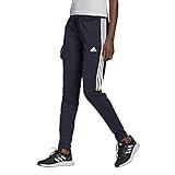 adidas Women's Aeroready Sereno Slim Tapered-Cut 3-Stripes Pants, Legend Ink/White, Small