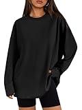 Trendy Queen Womens Oversized Pullover Long Sleeve Shirts Casual Fall Fashion 2024 Winter Clothes Black M