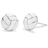 SmileBelle Sterling Silver Volleyball Earrings, Volleyball Stud Earrings for Women Hypoallergenic Volleyball Gifts for Mom and Me Sports Jewelry Volleyball Accessories for Mom Fans as Birthday Gifts