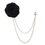 Rose Brooch Pin Suit Flower Pins for Men Bridegroom Wedding Brooches Black Rose Lapel Pin Tassel Chain Brooch for Men Flower Lapel Pins for Suits Brooch with Chain Rose Pins and Brooches Accessories