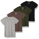 4 Pack: Womens Cotton Crew Neck Scoop Short Sleeve T-Shirt Women Shirt Tshirt Tshirts Shirts Athletic Tee Tops Casual Blouse Tees Lounge Ladies Basic Workout Classic Relaxed Loose Fit - Set 3,XL