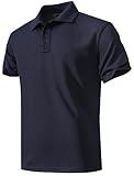 KAOKLRNI Men's Quick-Dry Active Polo Shirts Short Sleeve Performance for Golf Tennis Daily Casual Collared T-Shirt Navy