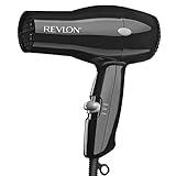 REVLON Travel Hair Dryer | Salon-Style Blowouts, Lightweight Design, 1875 Watts for Fast Drying with 2 Heat & Speed Settings for Drying and Styling Flexibility (Black)