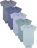 Baby Short Sleeve Solid Bodysuit - Super Soft Rayon made from Bamboo - Newborn Infant Toddler Boy Girl - 5-Pack (C1, 0-3 Months)