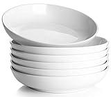 Y YHY Pasta Bowls, 30oz Salad Bowls White Soup Bowls Large Pasta Serving Bowl Porcelain Pasta Plates Wide and Shallow Bowls Set of 6 Microwave Dishwasher Safe Valentines Day Gift