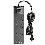 Power Strip - Addtam Surge Protector with 10 Outlets and 4 USB Ports, 6 Feet Extension Cord with Flat Plug, 2700 Joules, ETL Listed, Black