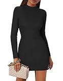 Zeagoo Women's Club Dresses Night Out Bodycon Dress Fall Long Sleeve Mini Dresses for Women 2024 Y2k Fashion,Black,Small