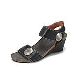 Taos Footwear Women's Carousel 3 Black Wedge Sandal 8-8.5 (M) US