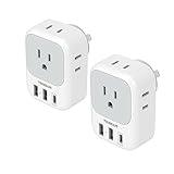 Australia Plug Adapter, TESSAN Australian Power Adaptor with 4 Outlets 3 USB Charging Ports (1 USB C), Type I Travel Plug for US to New Zealand China Argentina Fiji AU, 2 Pack