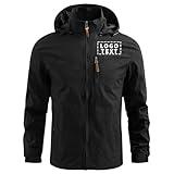 Generic Personalized Mens Waterproof Raincoat Custom Lightweight Hooded Jacket Hiking Coat Softshell Windbreaker, Large, Black