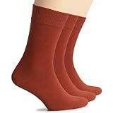 Hugh Ugoli Wool Socks for Women - Thick, Warm Winter Crew Socks, Comfort Seam & Non Binding, 3 Pairs, Bombay Brown, Shoe Size: 9-12