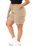 Eytino Womens Plus Size Lightweight Active Athletic Shorts Hiking Cargo Shorts Running Summer Shorts with Pockets,5X Beige