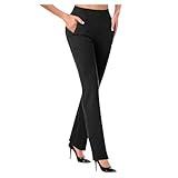 TANGNADE Formal Dress Pants for Women High Waist Slim Fit Suit Pants Trousers Dressy Casual Business Work Pant Slacks Womens Dress Pants Black L