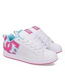 DC Shoes Women's Court Graffik Sneaker, White/Hot Pink/Turqoise, 10