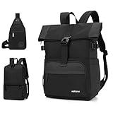 SAIA TIAN Water-Resistant Commute Expandable Casual Daypack for 13-15.6 inch MacBook, Rucksack for Work Trip,for Men and Women, Complementary products, Black (Black)