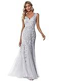 Women's V-Neck Mermaid Dress Wedding Guest Dresses Silver US10