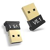 2 Pack Bluetooth Adapter for PC, Wansurs USB Bluetooth Adapter 5.1 EDR, Bluetooth Dongle Wireless Bluetooth Receiver for Desktop, Laptop, Speaker, Mouse, Keyboard, Headphones Support Windows