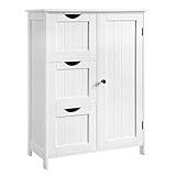 VASAGLE Bathroom Floor Storage Cabinet, Freestanding Bathroom Storage Unit with 3 Drawers, 1 Adjustable Shelf, 11.8 x 23.6 x 31.5 Inches, White UBBC49WT