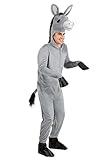 Adult Hooded Donkey Costume Mens, Gray Animal Jumpsuit Halloween Outfit X-Large