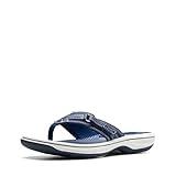 Clarks Women's Breeze Sea Flip-Flop, Navy Synthetic, 9