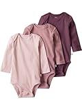 little planet by carter's Baby Girl 3-pack Long Sleeve Bodysuits made with Organic Cotton, Blush Pink Plum, 6M