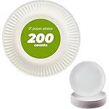 Concession Essentials 9 Inch Paper Plate Uncoated Plates White, 200ct