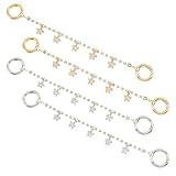 PH PandaHall 4pcs Shoe Chains, 8.8 Inch Punk Shoe Chains with Star Pendent Charms Jewelry Chain Alloy Decorative Pant Chain Jeans Chains for DIY Shoe Sandals Casual Shoes Bag Decor, Golden/Silver