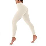 CHARMKING High Waisted Leggings for Women Soft Tummy Control Pants Non See Through Workout Yoga Pants for Running Reg & Plus Size(Beige, Large-X-Large)