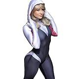 WJGHRH Ghost Cosplay Bodysuit for Halloween Costumes Lycra Fabric With Removable Mask Full Outfits (Adult-M)