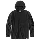 Carhartt Men's Force Relaxed Fit Midweight Long-Sleeve Logo Graphic Hooded T-Shirt, Black, X-Large