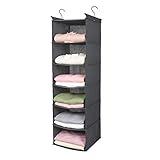 MAX Houser 6 Tier Shelf Hanging Closet Organizer, Closet Hanging Shelf with 2 Sturdy Hooks for Storage, Foldable (Grey)