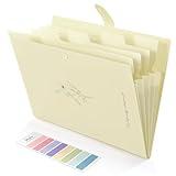 SKYDUE Expanding File Organizer with 5 Pockets, Accordion File Folders with Labels, Portable Document Paper Bill Receipt Organizer, Home College School Office Supplies, Letter Size,Apricot