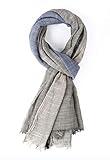 GERINLY Color Block Fall Scarf for Men Long Neck Wraps Shawl Urbanstyle Scarf Gift for Men Cotton Linen Scarves Gauze (Gray Blue Khaki)