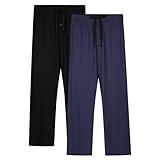 BAMBOO COOL Mens Pajama Pants Sleep Lounge Bottoms Soft Comfy Long Pj Pant Sleepwear with Pockets 2 Pack