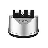 SHARPAL 191H Pocket Kitchen Chef Knife Scissors Sharpener for Straight & Serrated Knives, 3-Stage Knife Sharpening Tool Helps Repair and Restore Blades